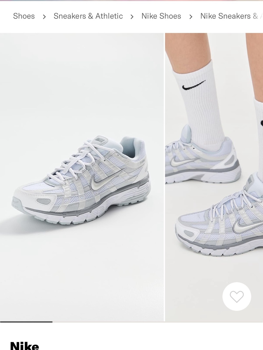 Nike Women's White and Light Gray Mesh Running Sneakers P-6000
